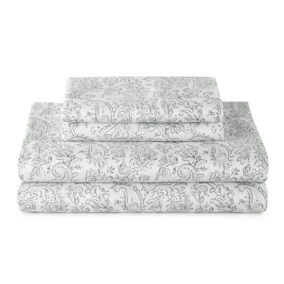 Better Homes & Gardens 3-Piece 400 Thread Count Paisley Taupe Performance Bed Sheet Set, Twin