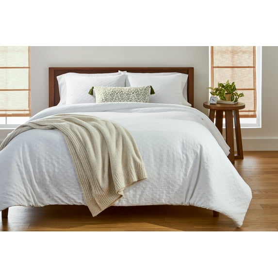 Better Homes & Gardens King Comforter Set, All-Season, 3-Piece, Arctic White Block Weave