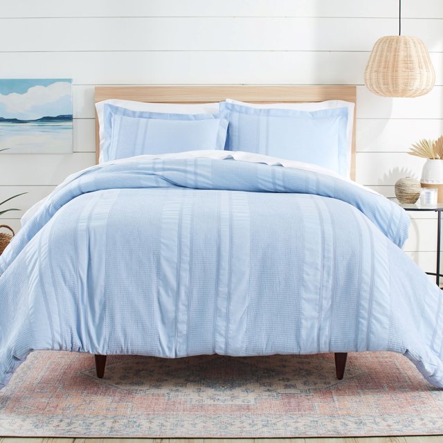 Better Homes & Gardens 3Piece Blue Waffle Stripe Comforter Set, King