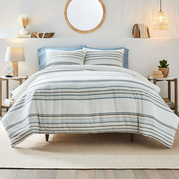 Better Homes & Gardens 3-Piece Blue Yarn Dye Stripe Comforter Set, Full/Queen