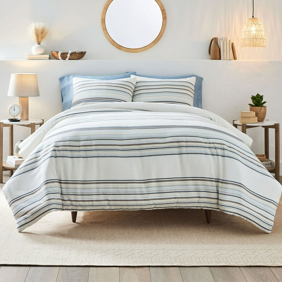 Better Homes & Gardens 3-Piece Blue Yarn Dye Stripe Comforter Set, King