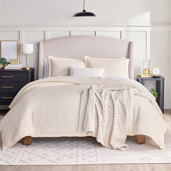 Better Homes & Gardens Full/Queen Comforter Set, All-Season, 3-Piece, Cream Gauze