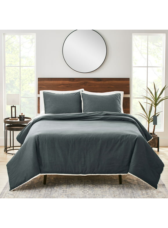 Better Homes & Gardens 3-Piece Gray Linen Duvet Cover Set, Full/Queen