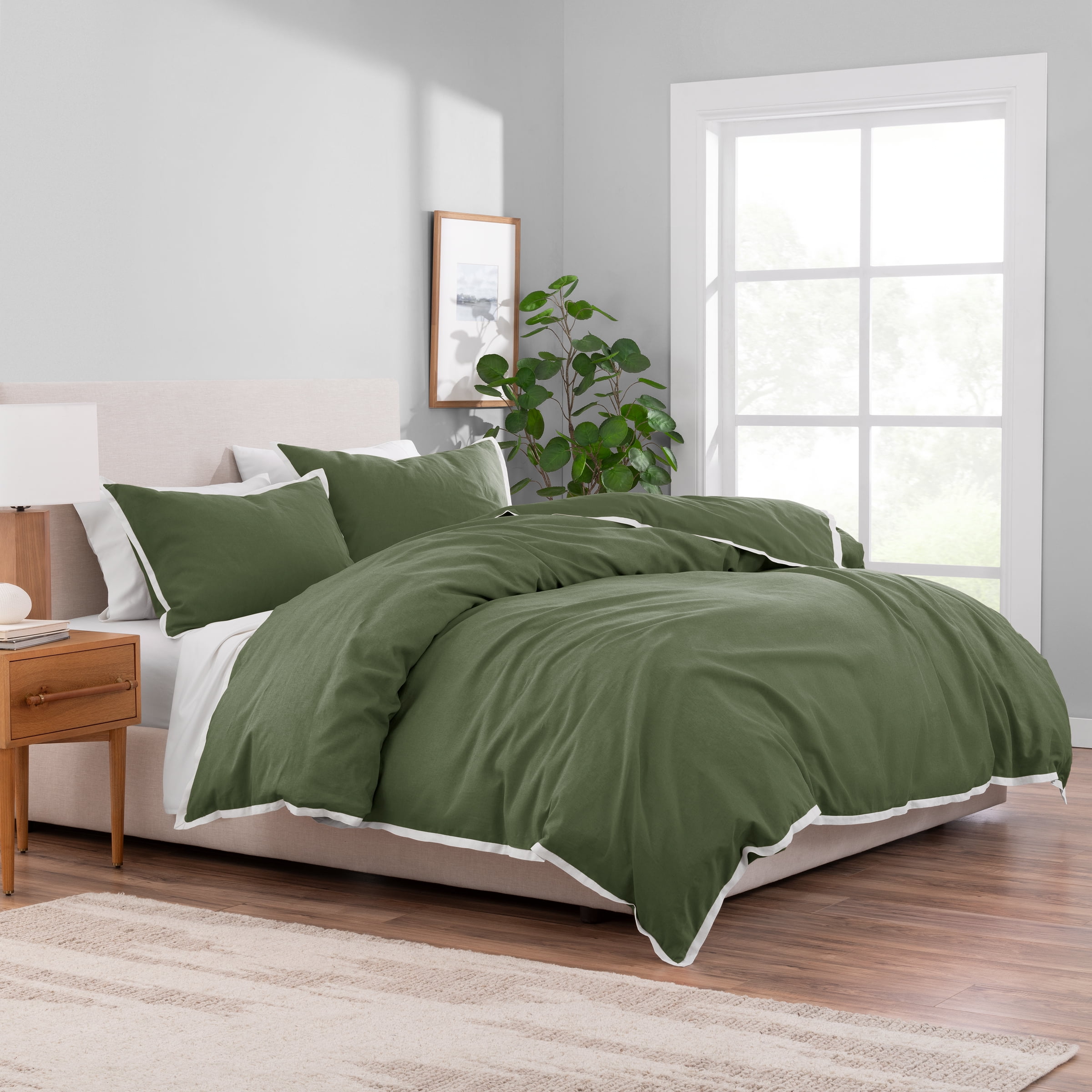 Better Homes & Gardens 3-Piece Linen Cotton Duvet Cover Set, Sea Turtle Green, King