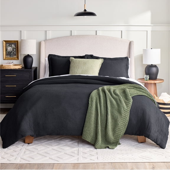 Better Homes & Gardens Full/Queen All-Season 3-Piece Comforter Set, Grey Waffle