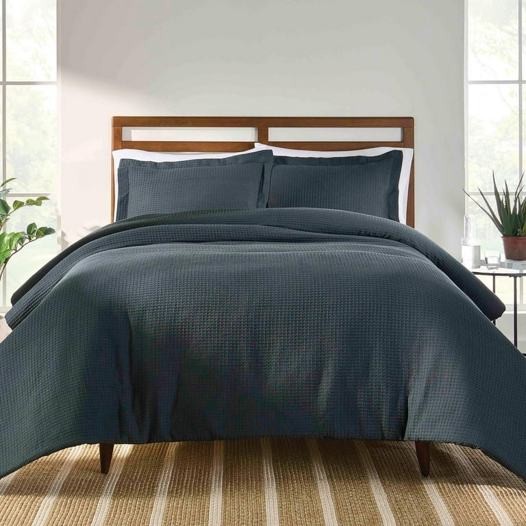 Better Homes Gardens 3 Piece Grey Waffle Comforter Set Adult Full Queen Walmart