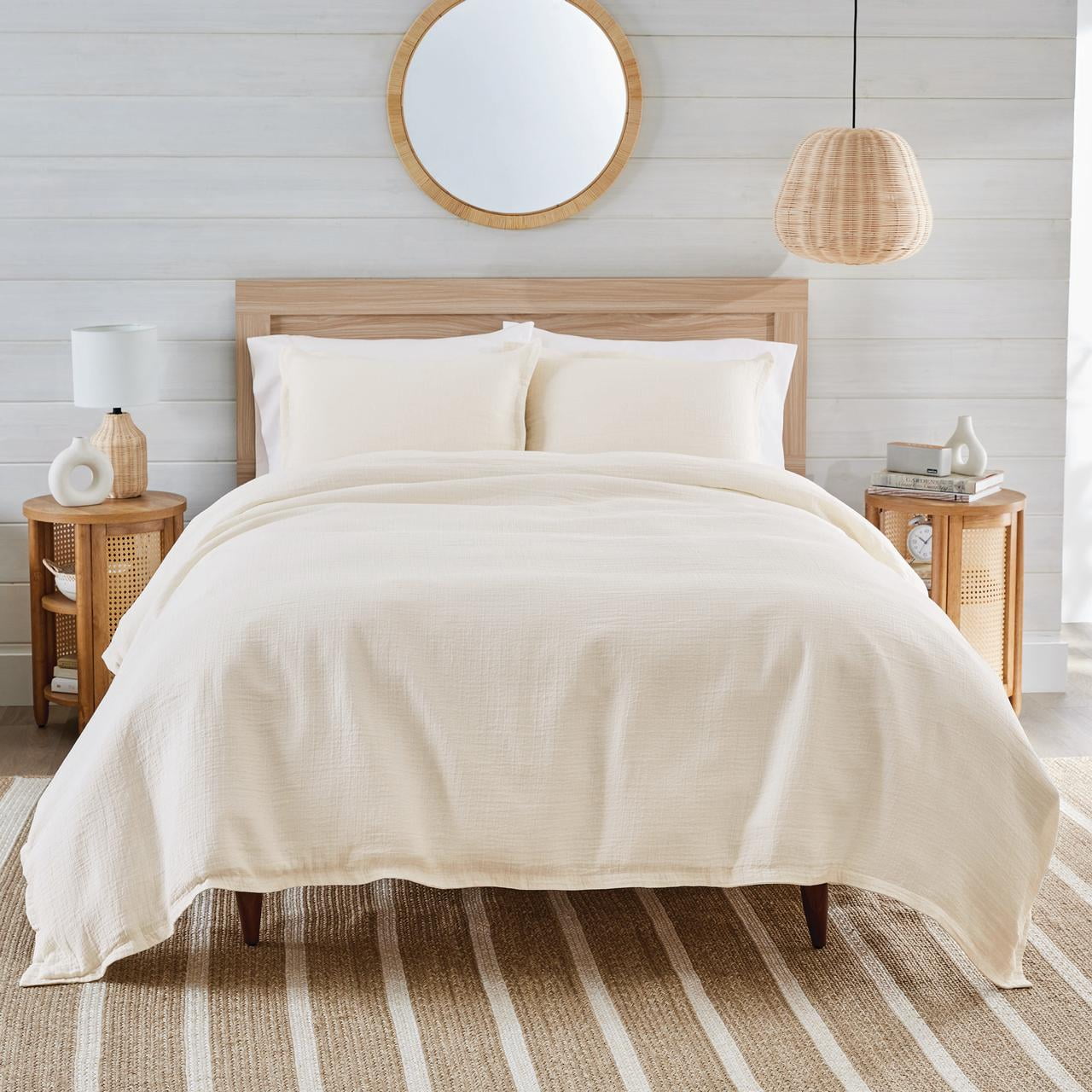 Better Homes & Gardens 3-Piece Ivory/White Crinkled Gauze Duvet Set, Adult King