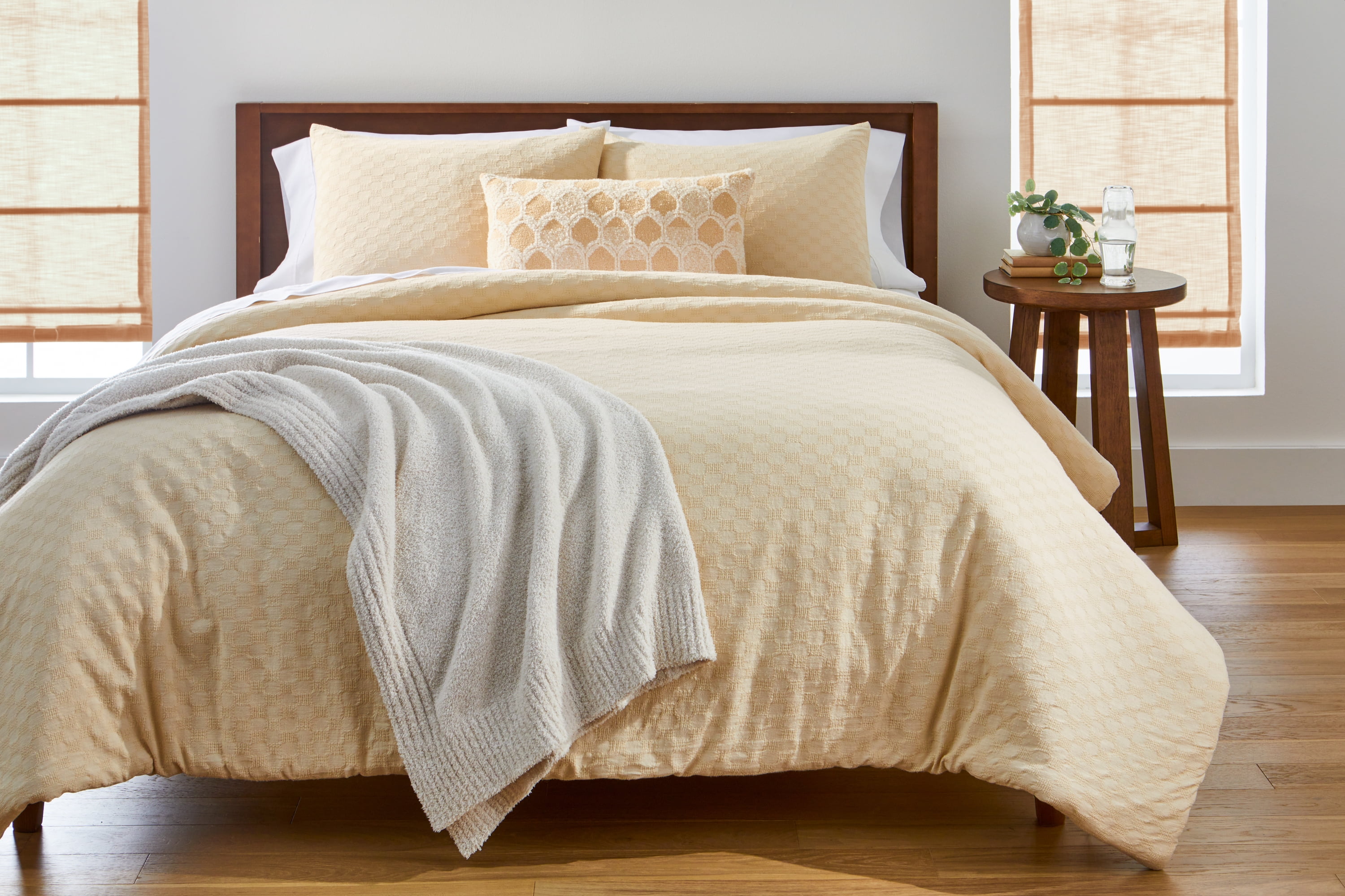 Better Homes & Gardens 3-Piece Papyrus Beige Block Weave Comforter Set, Adult Full/Queen