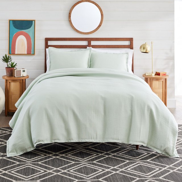 Better Homes & Gardens 3Piece Sage Green Crinkled Gauze Duvet Set
