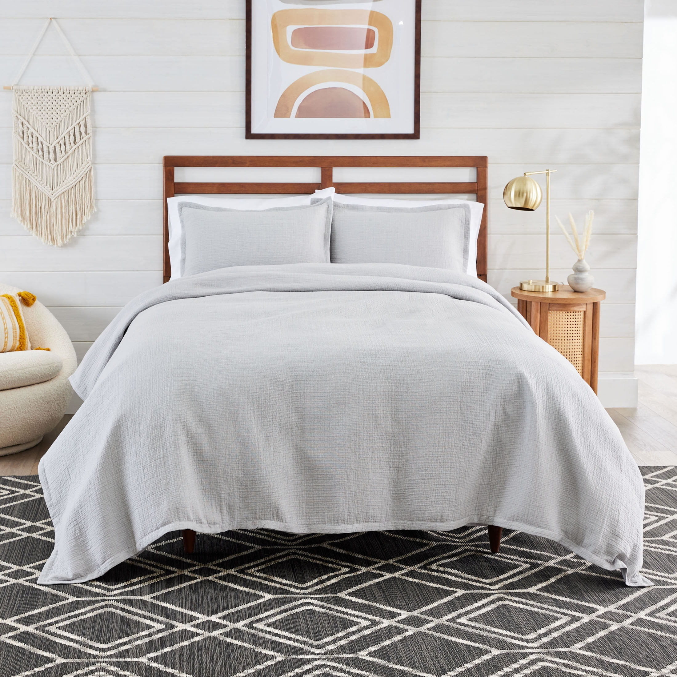 Better Homes & Gardens 3Piece Silver Crinkled Gauze Duvet Set, Adult