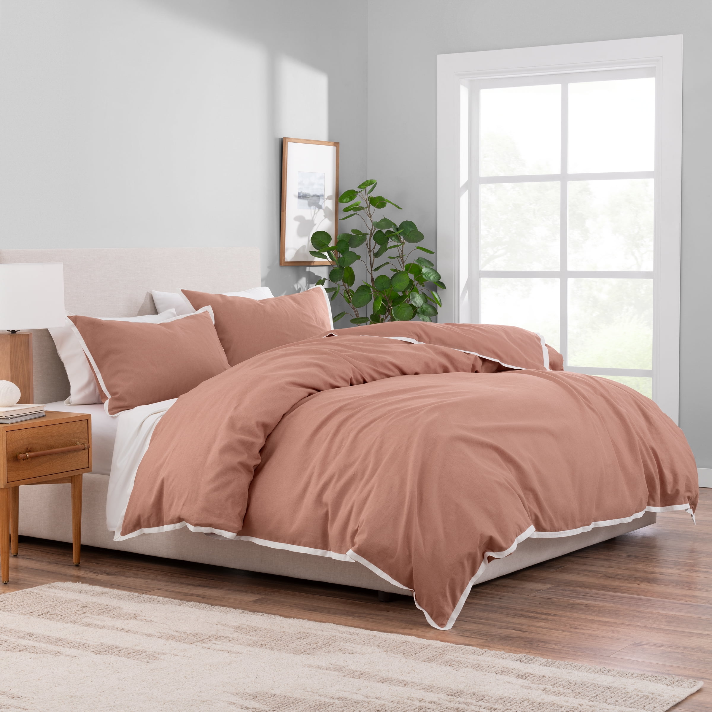 Better Homes Gardens 3 Piece Terracotta Linen Duvet Cover Set Full Queen Walmart