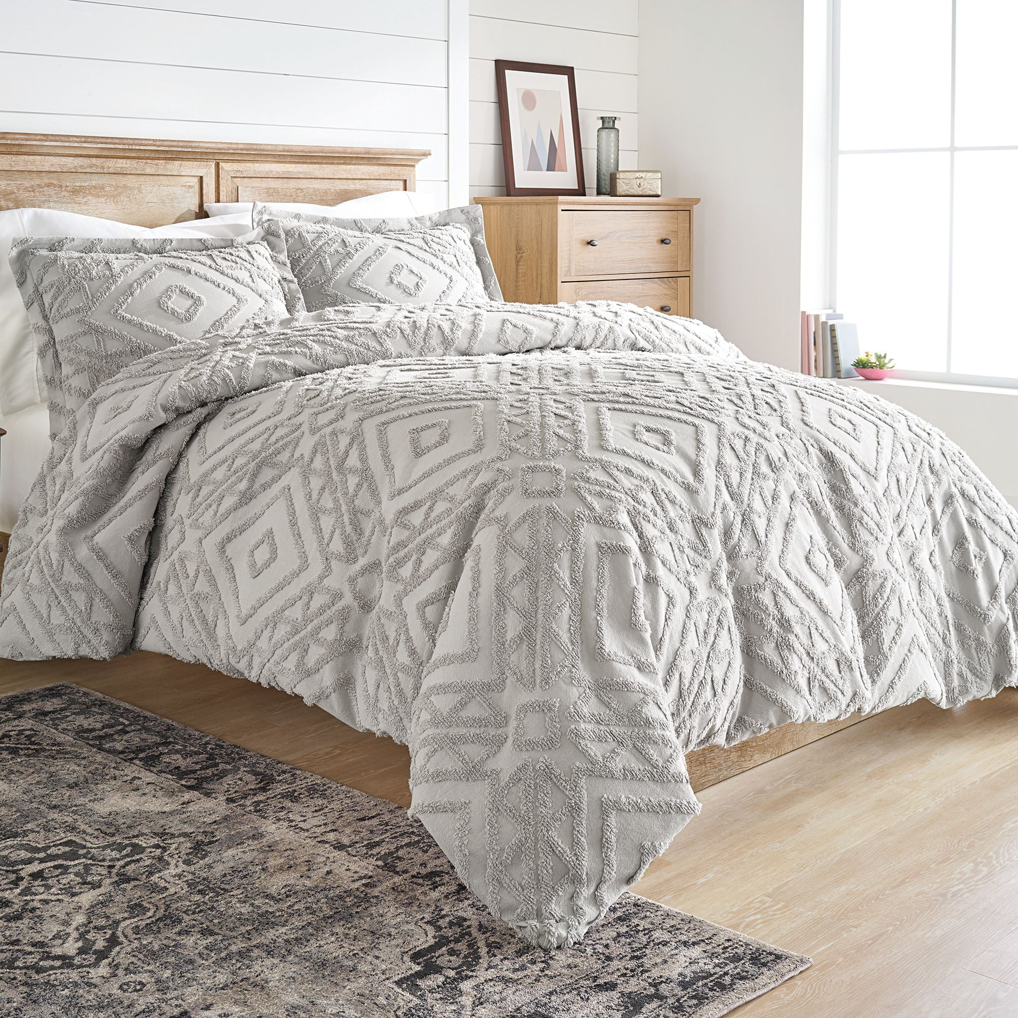 Better Homes & Gardens 3-piece Gray Chenille Duvet Cover Set, Full/Queen