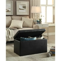 Better Homes & Gardens 30" Hinged Storage Ottoman, Black Faux Leather