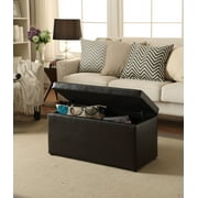 Better Homes & Gardens 30" Hinged Storage Ottoman, Brown Faux Leather