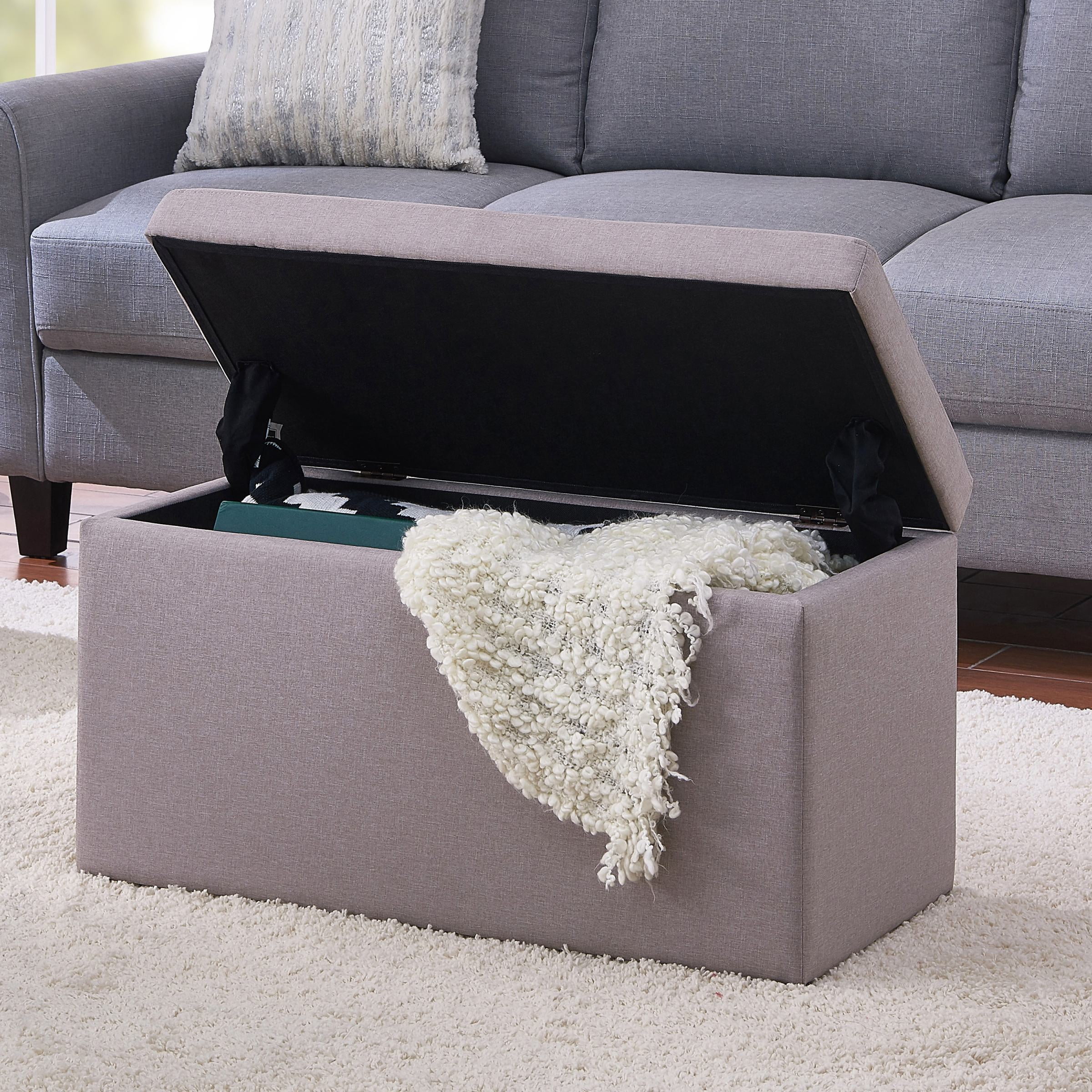 Better Homes & Gardens 30" Hinged Storage Ottoman, Sand Faux Linen