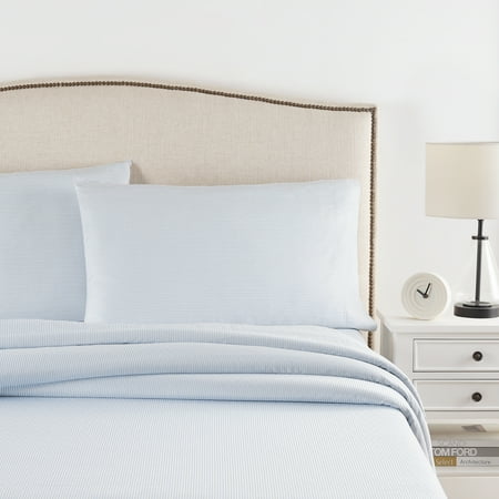 Better Homes & Gardens 300 Thread Count 100% Cotton Wrinkle Resistant Sheet Set, Full Blue Pinstripe