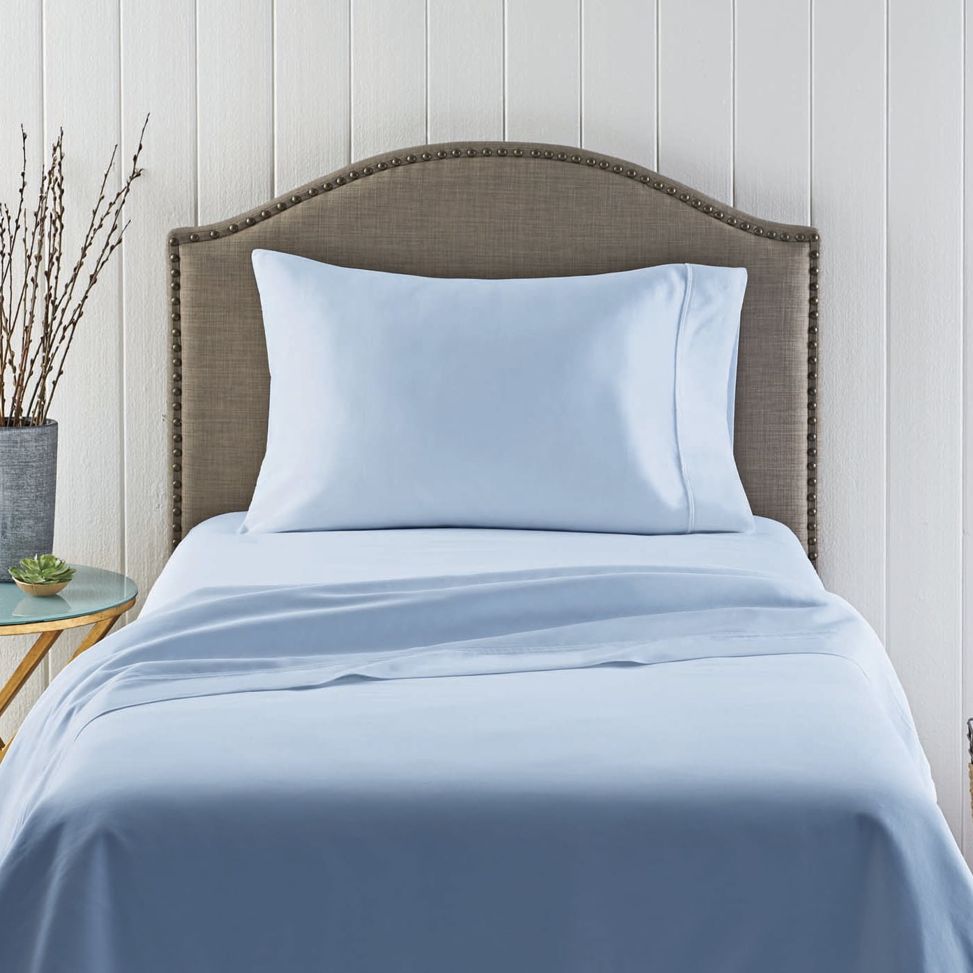 Better Homes & Gardens 300 Thread Count 100% Cotton Wrinkle Resistant Sheet Set, King Blue Chalk