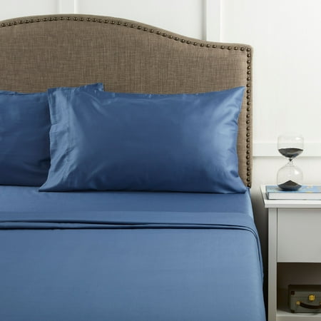 Better Homes & Gardens 300 Thread Count 100% Cotton Wrinkle Resistant Sheet Set, Queen Slate Blue