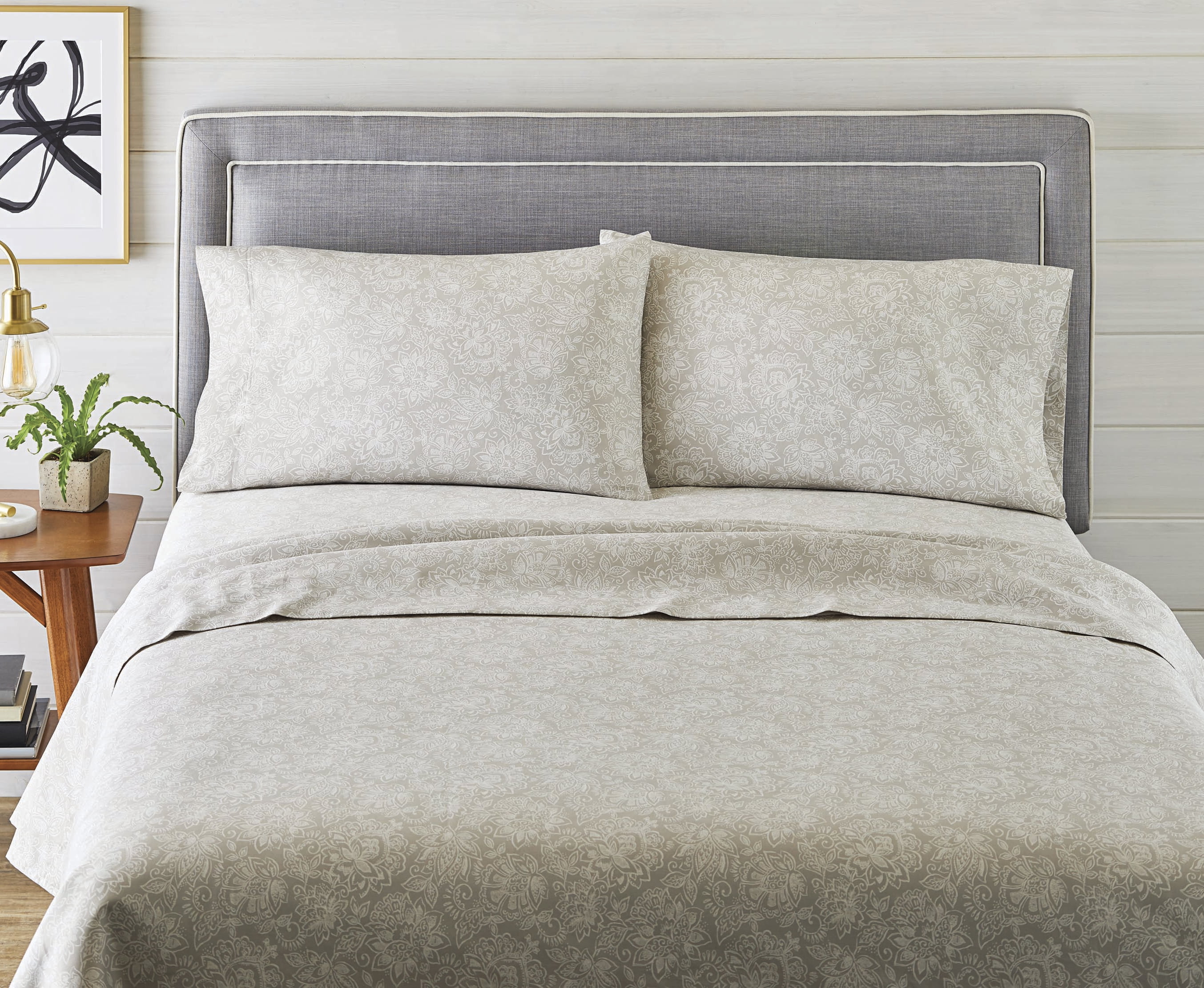 Better Homes & Gardens 300 Thread Count 100% Cotton Wrinkle Resistant Sheet Set, Twin Gray