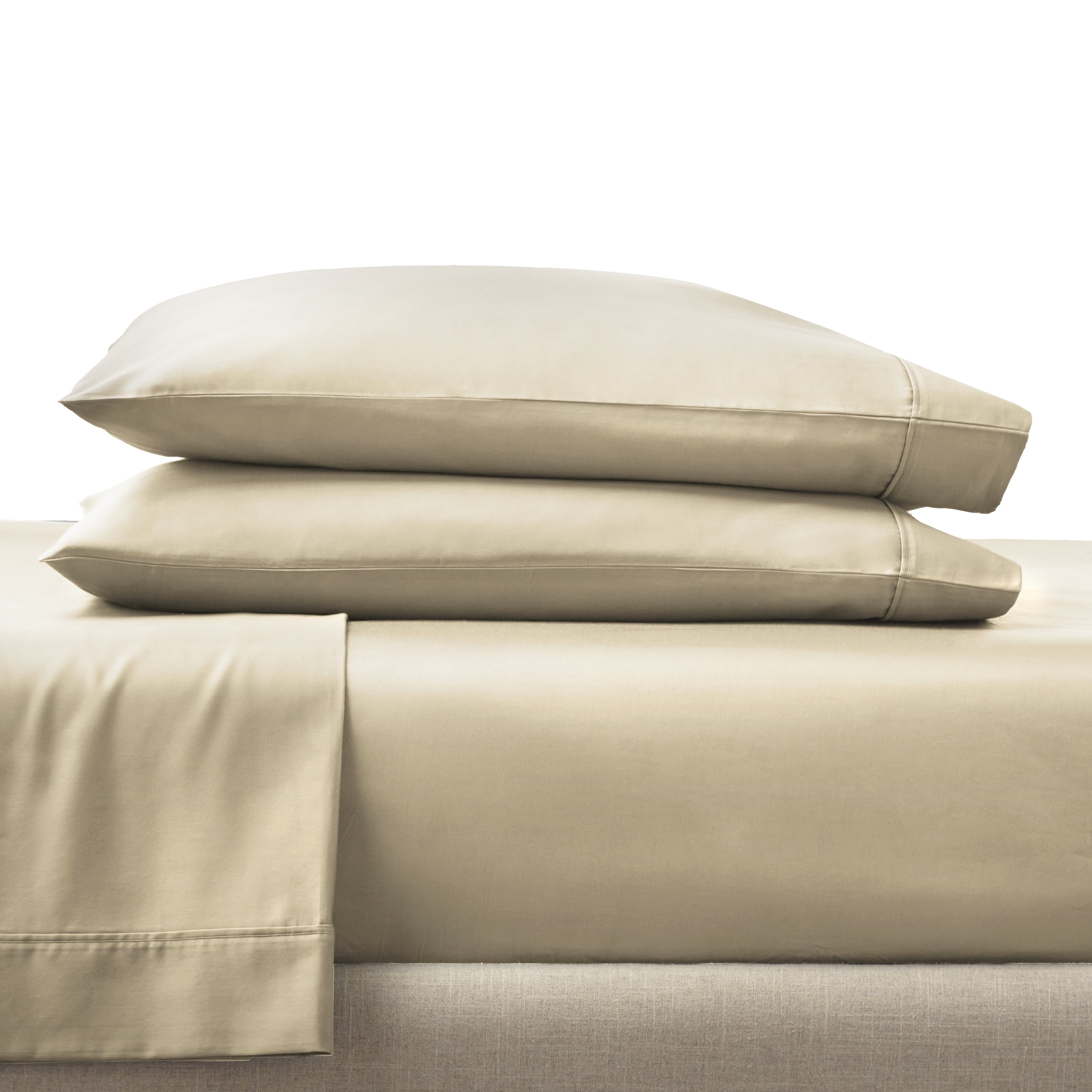Better Homes & Gardens 2-Piece 300 Thread Count Almond Biscuit Cotton Sateen Pillowcase Set, Standard/Queen