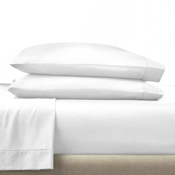 Better Homes & Gardens 2-Piece 300 Thread Count Arctic White Cotton Sateen Pillowcase Set, Standard/Queen