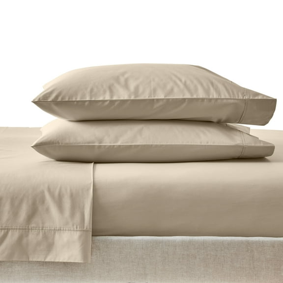 Better Homes & Gardens 300 Thread Count 4-Piece Cotton Percale Almond Biscuit Bed Sheet Set, King