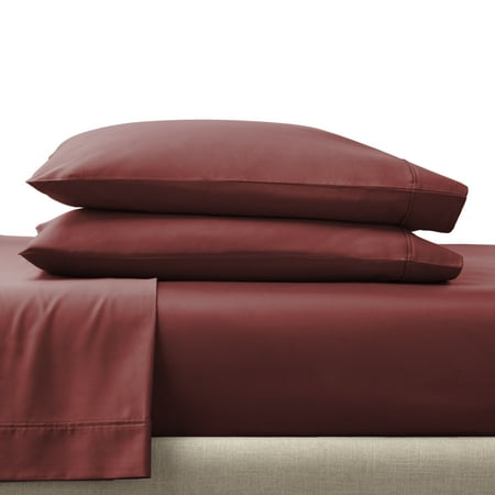 Better Homes & Gardens 2-Piece 300 Thread Count Cotton Sateen Pillowcase Set, Deep Redwood, Queen