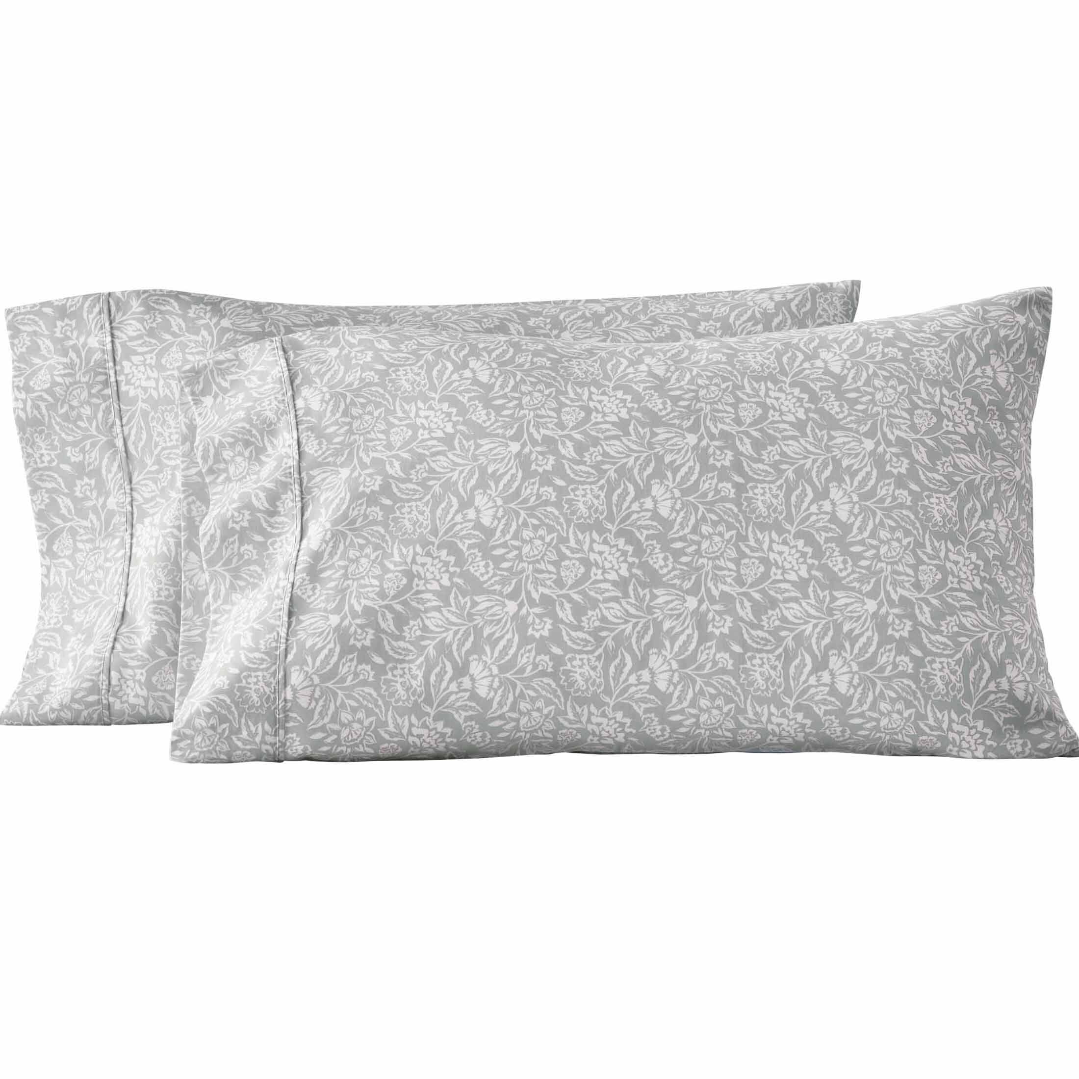 Better Homes & Gardens 300 Thread Count Floral Soft Silver Cotton ...