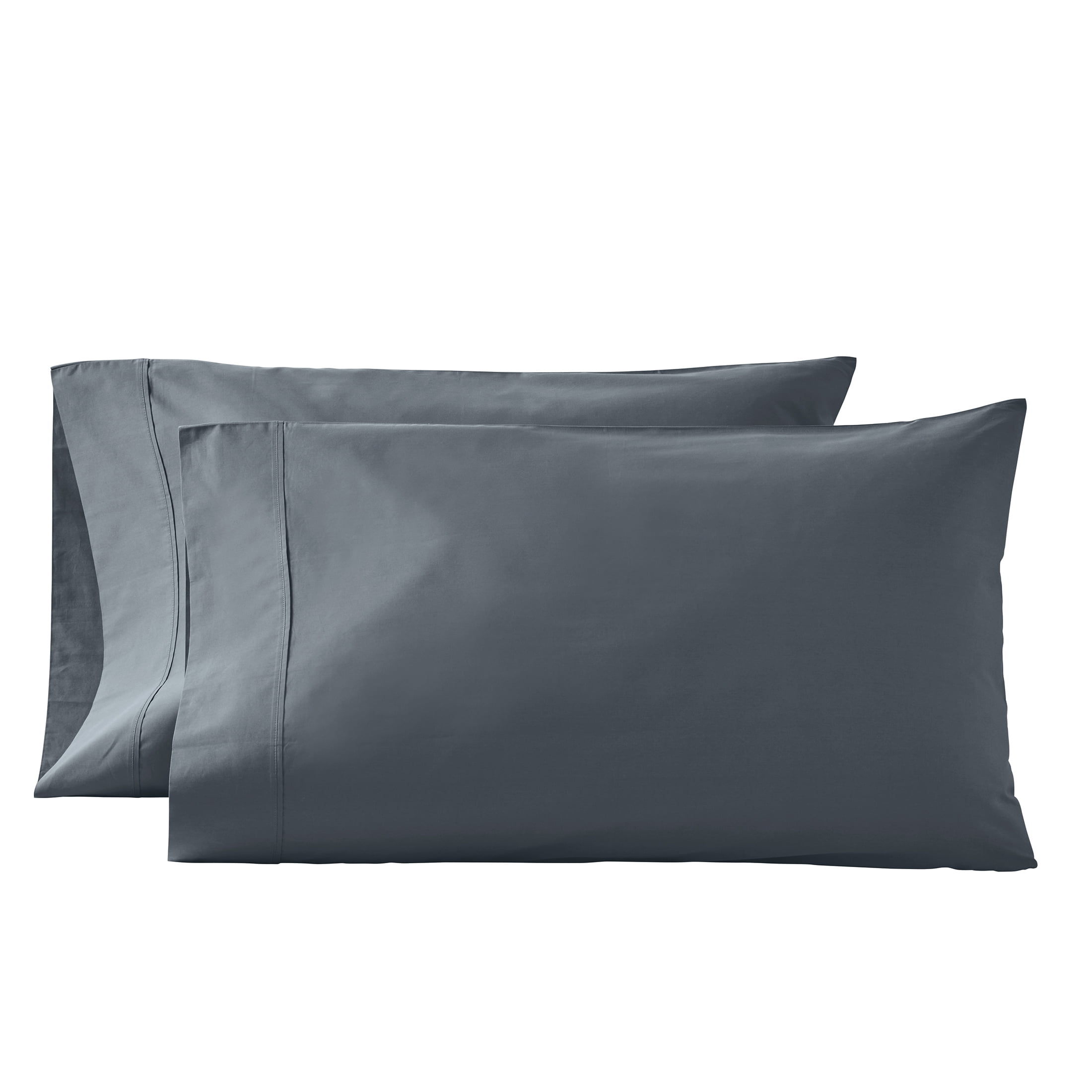 Better Homes & Gardens 300 Thread Count Gray Cotton Percale Pillowcases, Queen (2 Count)