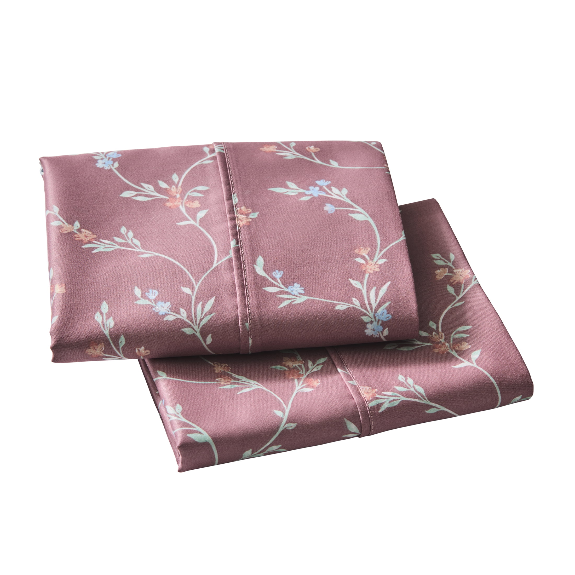 Better Homes & Gardens 2-Piece 300 Thread Count Lysia Floral Violet Gem Cotton Sateen Pillowcase Set, King