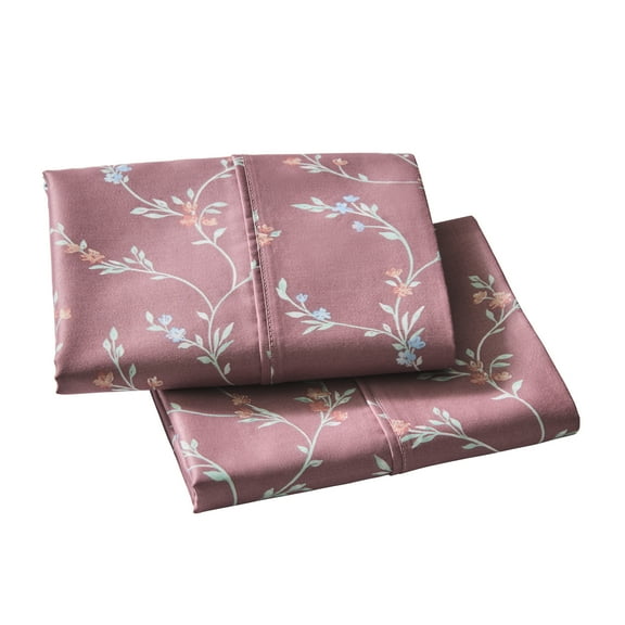 Better Homes & Gardens 2-Piece 300 Thread Count Lysia Floral Violet Gem Cotton Sateen Pillowcase Set, Standard/Queen