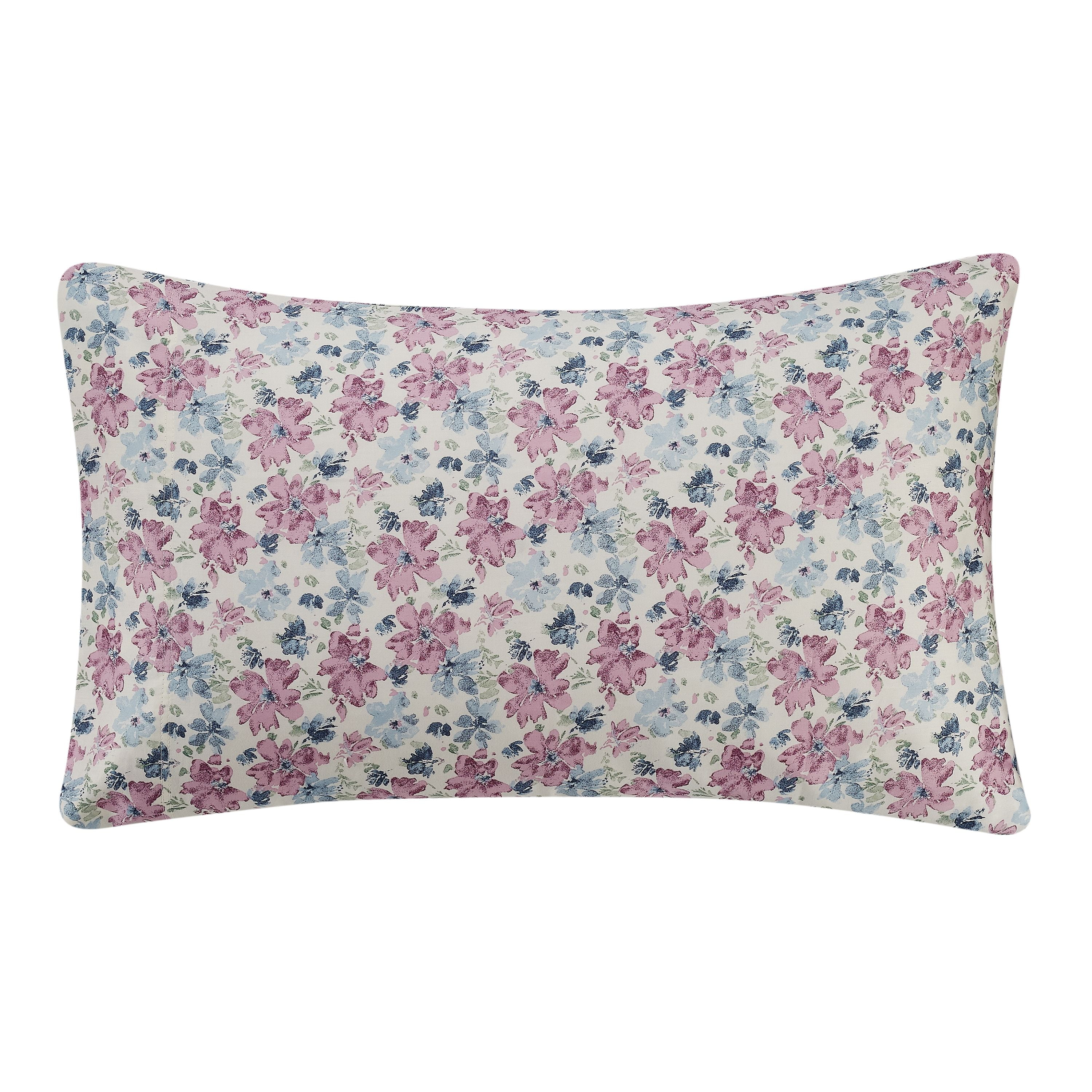 Better Homes & Gardens 300 Thread Count Purple Floral Cotton Sateen Pillowcases, King, 2