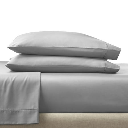 Better Homes & Gardens 2-Piece 300 Thread Count Soft Silver Cotton Sateen Pillowcase Set, King