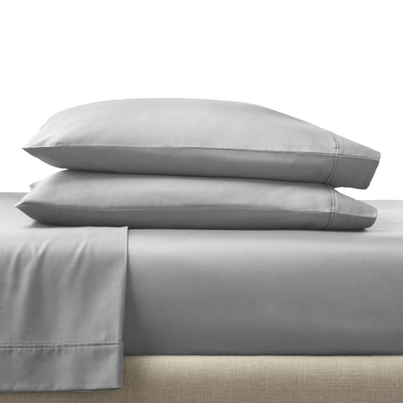 Better Homes & Gardens 2-Piece 300 Thread Count Soft Silver Cotton Sateen Pillowcase Set, Standard/Queen