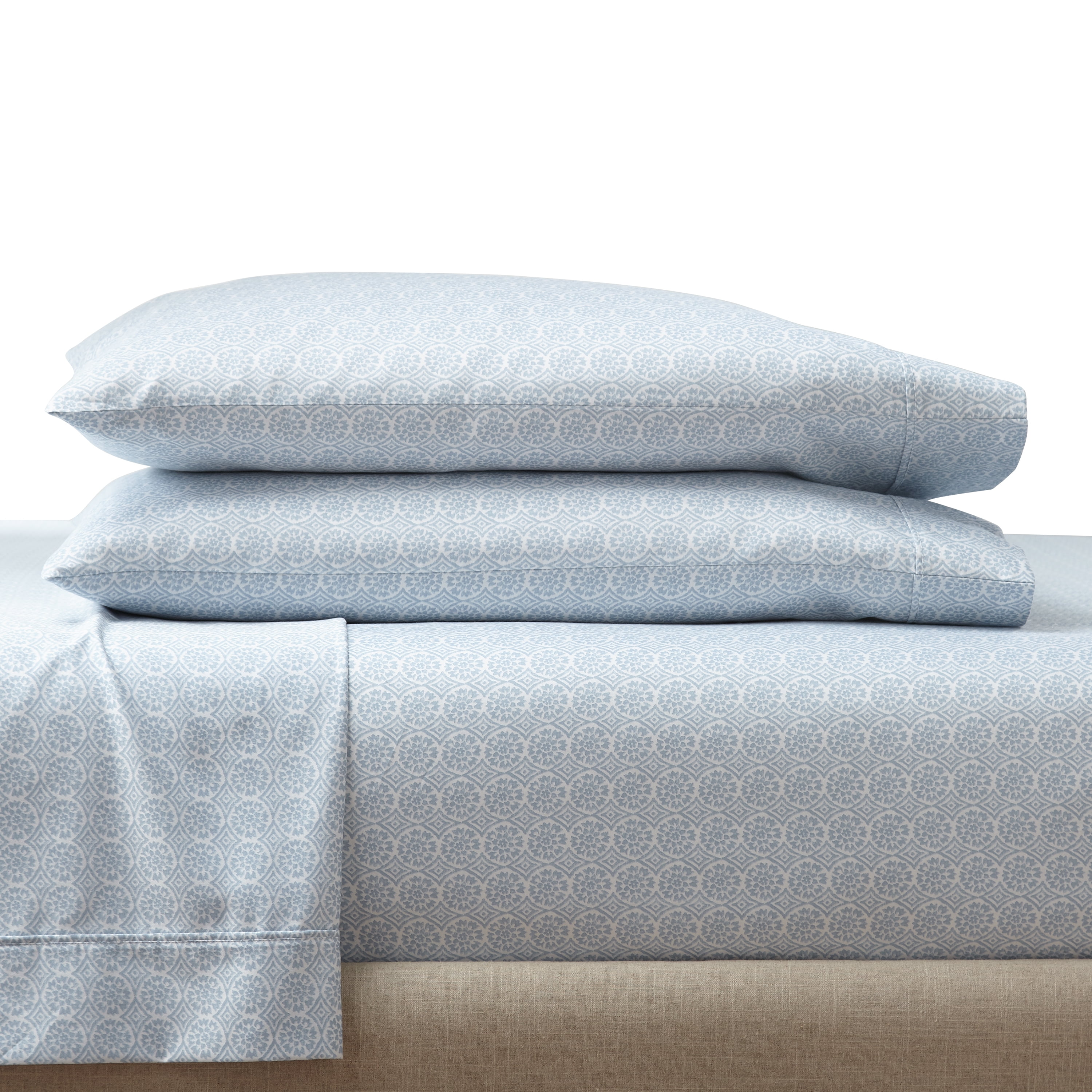 Better Homes & Gardens 2-Piece 300 Thread Count Cotton Sateen Pillowcase Set, Suzani Blue Water, King