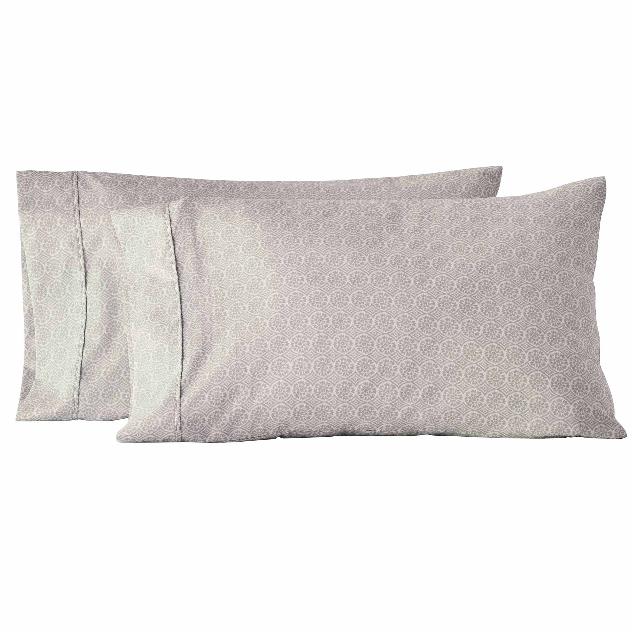 Better Homes & Gardens 2-Piece 300 Thread Count Cotton Sateen Pillowcase Set, Suzani Soft Silver, King