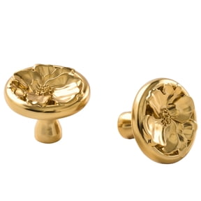 Better Homes & Gardens 35mm Modern Heirloom Floral Knob, Heritage Gold, 2 Pack