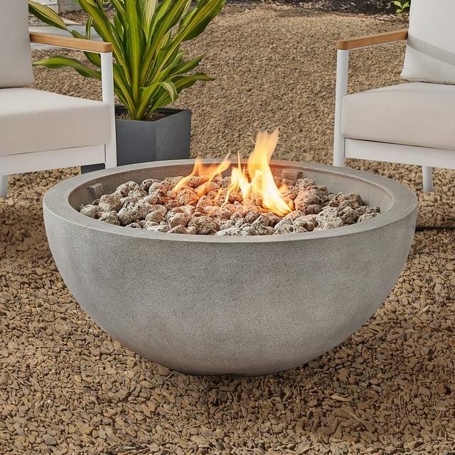 outdoor round stone concrete fire pit
