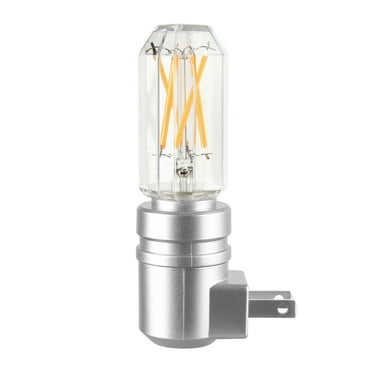 Better Homes & Gardens 4.25"H Nickel LED Vintage Night Light, Soft White Dusk to Dawn Auto on & off