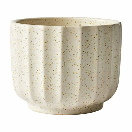 Better Homes & Gardens 4.5" Speckled Ribbed Ceramic Vase, Cream White, 1 - Piece