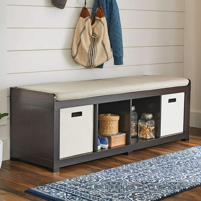 Better Homes & Gardens 4Cube Shoe Storage Bench, Espresso