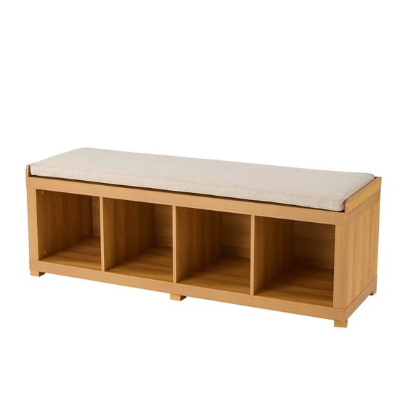 Better Homes & Gardens 4-Cube Storage Bench, Light Honey