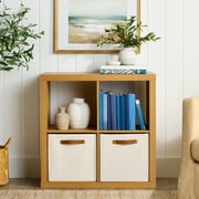 Better Homes & Gardens 4-Cube Storage Organizer Bookcase, Light Honey