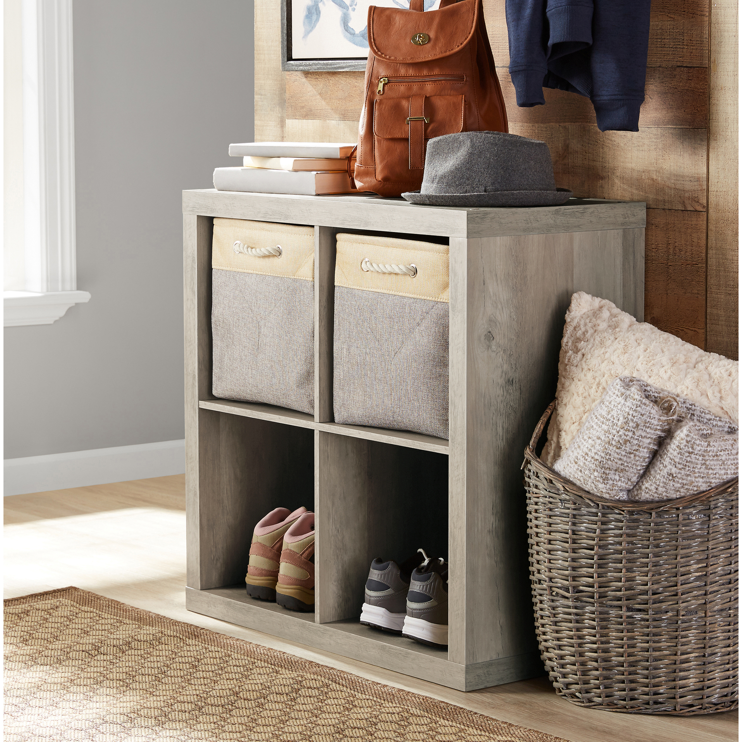 Better Homes & Gardens 4-Cube Storage Organizer, Rustic Gray - image 1 of 7