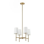 Better Homes & Gardens 4-Light Chandelier Burnished Brass, Fabric Shades with Bulbs