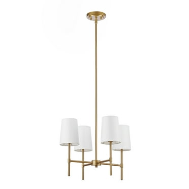 Better Homes & Gardens 4-Light Chandelier Burnished Brass, Fabric Shades with Bulbs