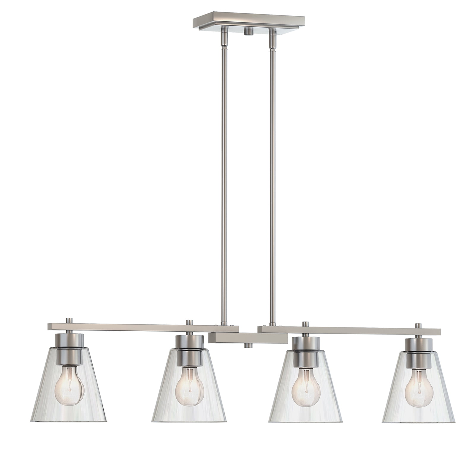 Better Homes & Gardens 4-Light Modern Brushed Nickel Linear Chandelier with Clear Glass