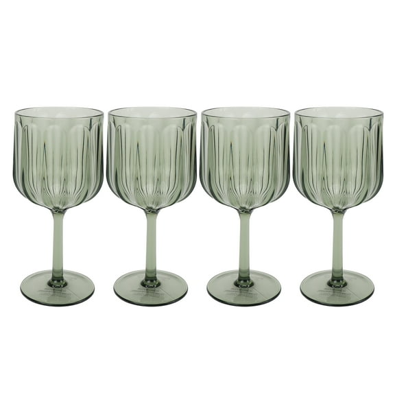 Better Homes & Gardens 4-Piece 17-Ounce Tritan Plastic Stemmed Wine Glass Set, Green