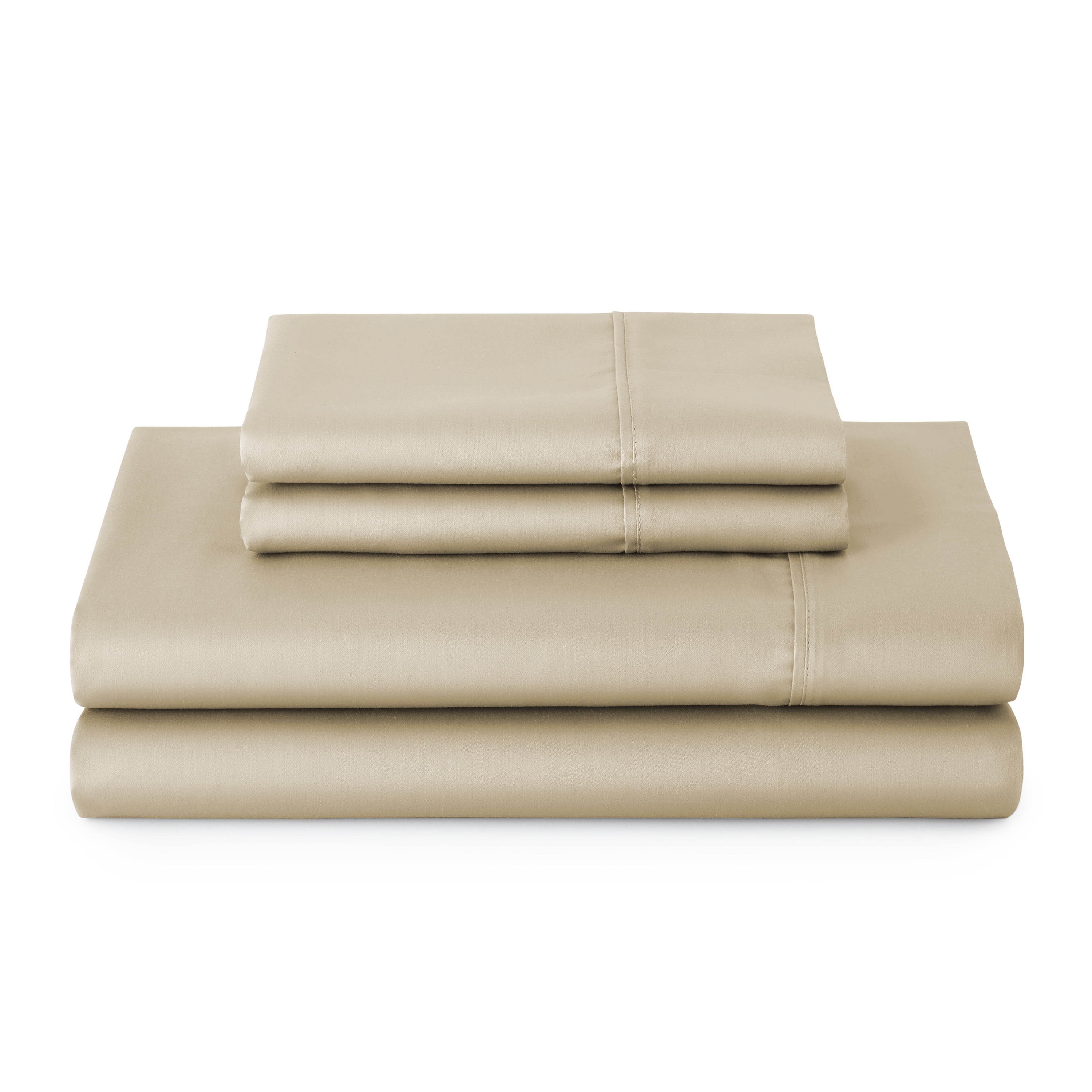 Better Homes & Gardens 4-Piece 300 Thread Count Almond Biscuit Cotton Sateen Bed Sheet Set, King