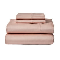 Better Homes & Gardens 4-Piece 300 Thread Count Sateen Cal King Sheet Set, Antique Blush